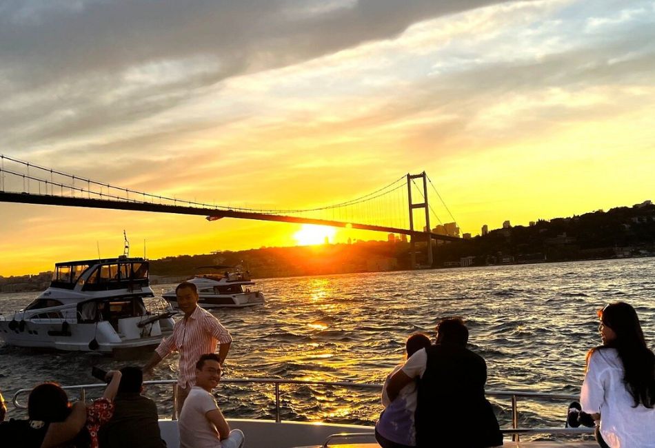 Sunset view of Istanbul skyline and Bosphorus