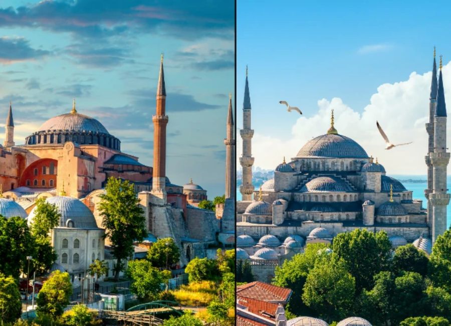 Historic European side of Istanbul city with famous landmarks