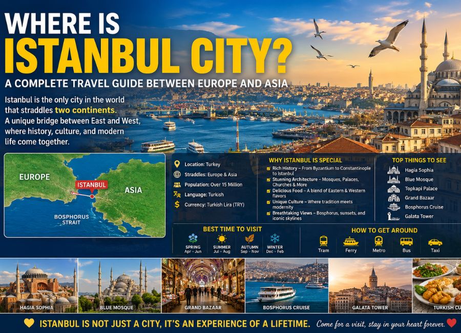 Where Is Istanbul City located on the map between Europe and Asia