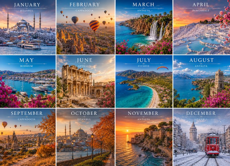Month-by-month Turkey travel guide with seasonal destinations