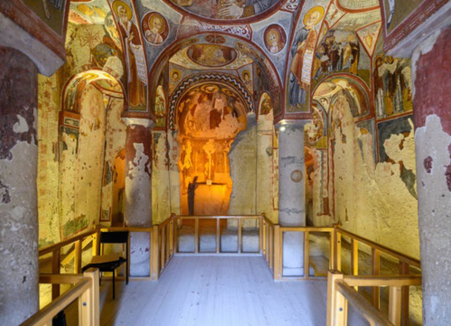 Goreme Open Air Museum featuring ancient rock-cut churches and frescoes in Cappadocia