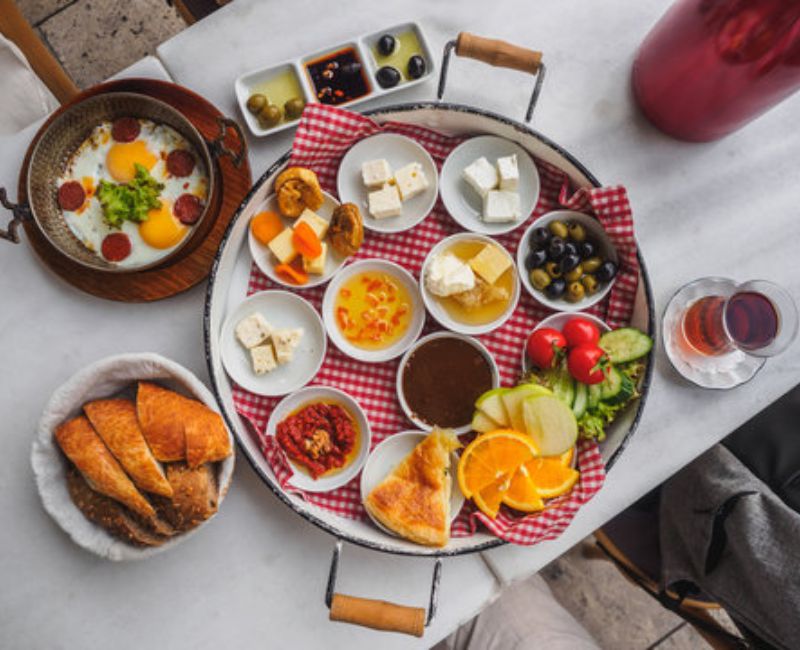 Small dishes spread on table