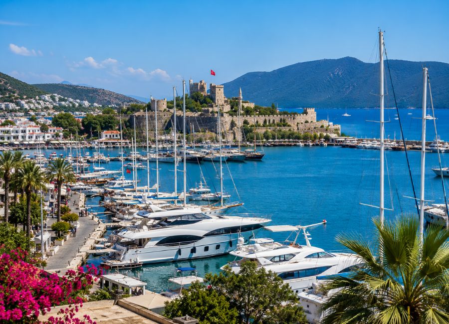 Bodrum marina and castle Turkey honeymoon destination