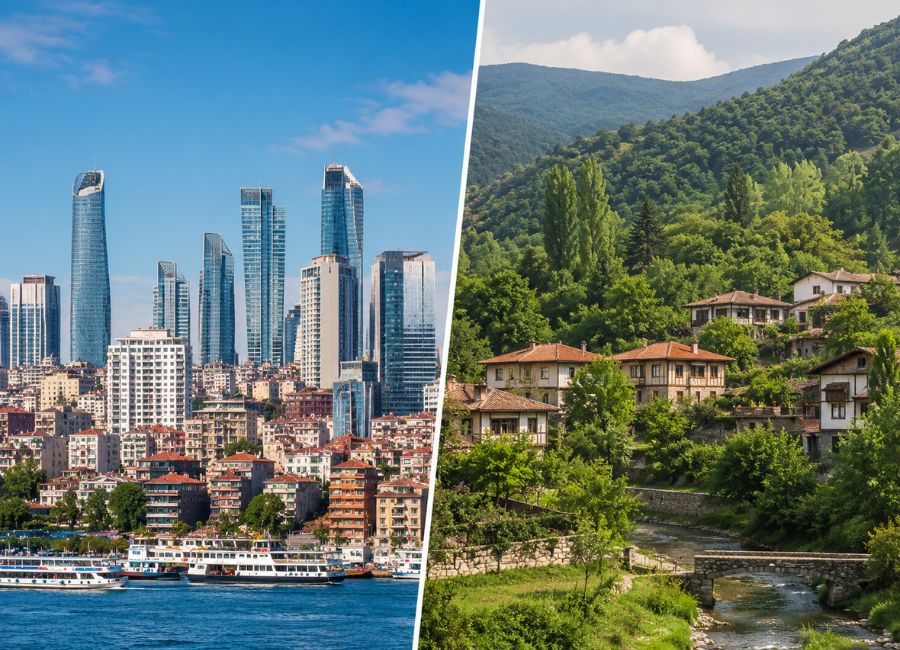 City life and village life in Turkey
