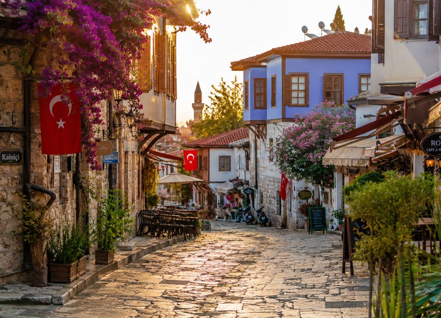 Kaleiçi Old Town in Antalya with Ottoman houses and stone streets