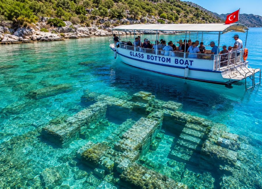 Kekova Sunken City with underwater ancient ruins