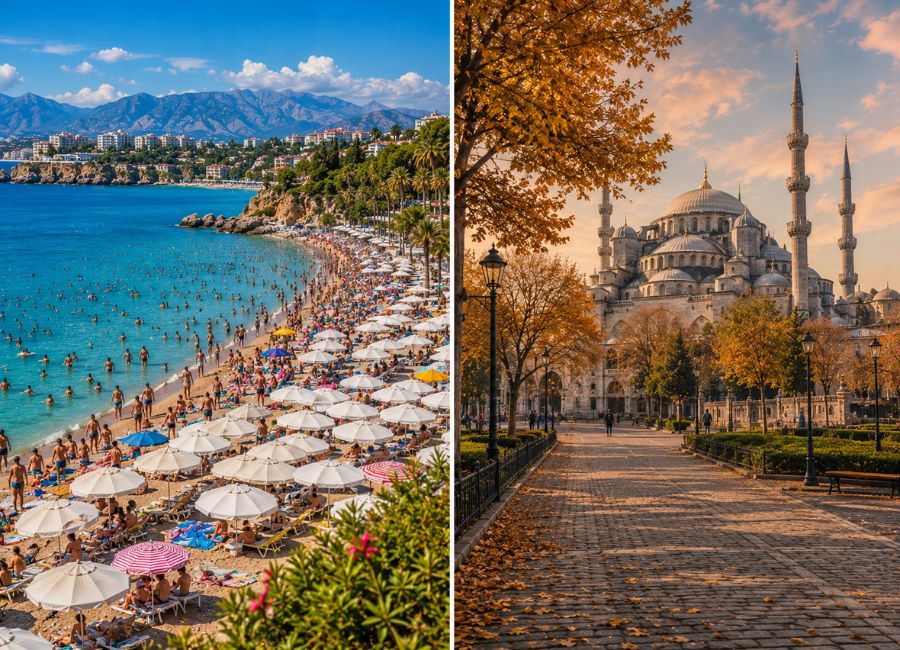 Peak tourist season compared with off-season travel in Turkey