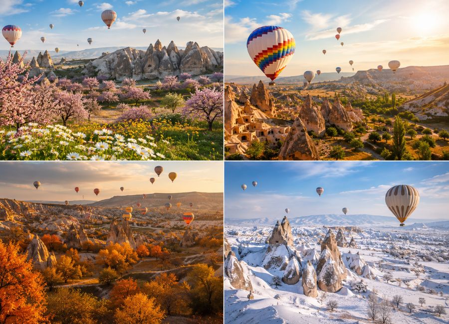 Cappadocia in different seasons showing weather changes throughout the year