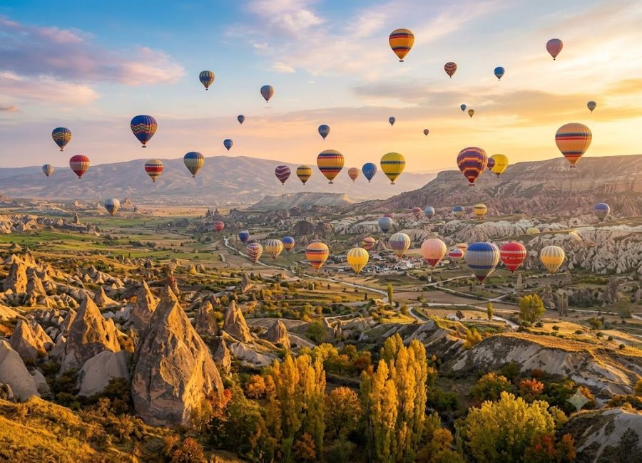 Hot air balloon ride in Cappadocia during the best weather conditions