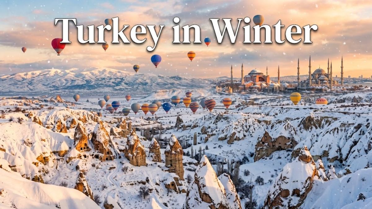 Turkey in Winter with snow-covered Cappadocia, Istanbul skyline and scenic winter landscapes