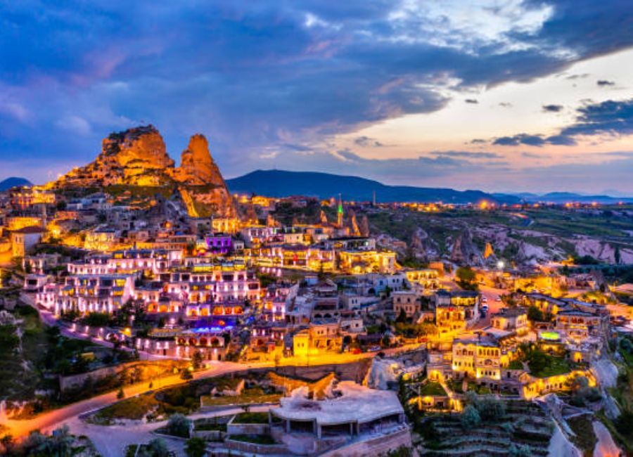 Uchisar Castle offering panoramic views across Cappadocia's unique landscape