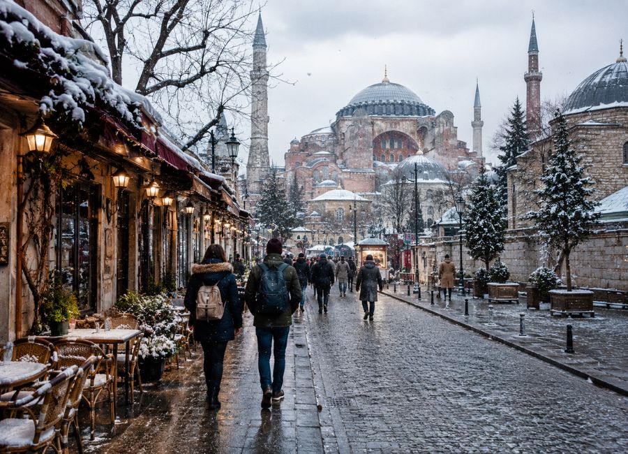 Travelers enjoying peaceful winter attractions in Turkey with fewer crowds