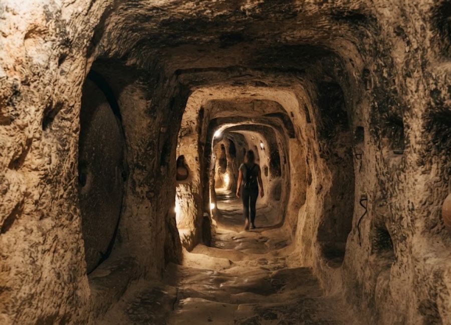 Ancient underground city tunnels in Cappadocia