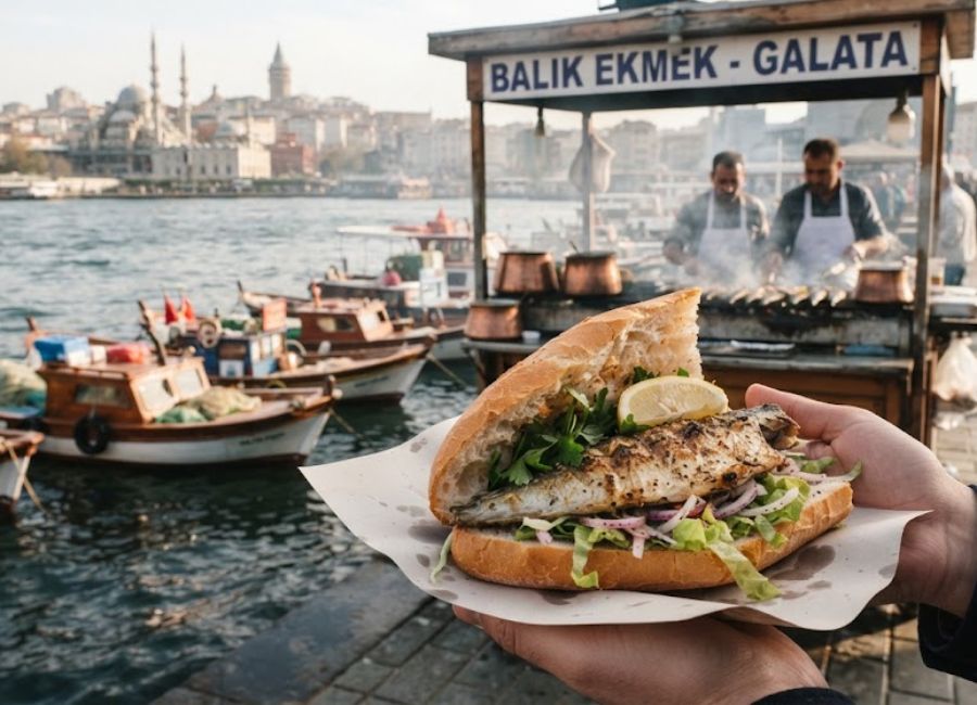 Balık ekmek fish sandwich near Galata Bridge