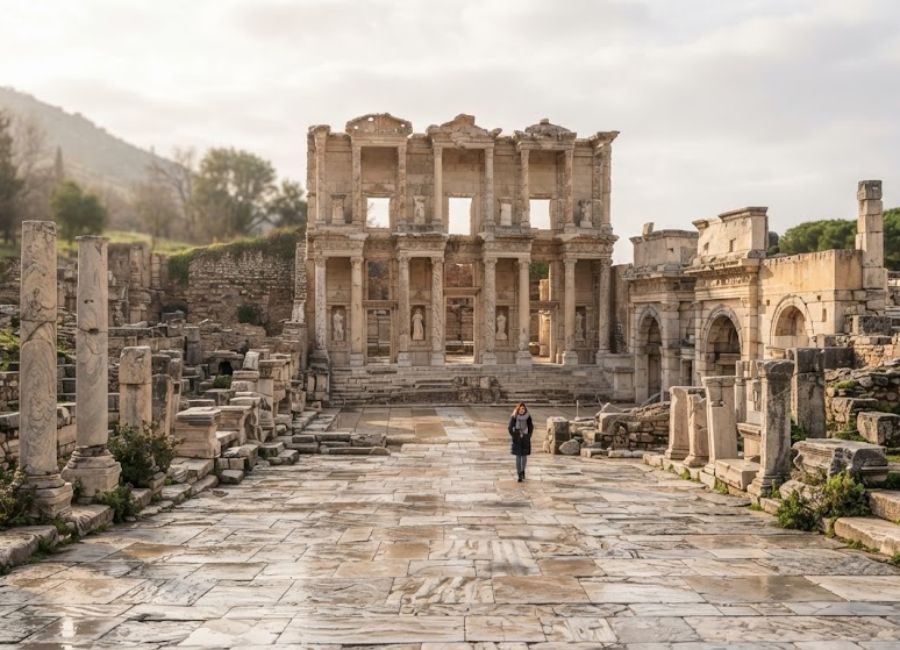 Ephesus ancient city in Turkey during winter