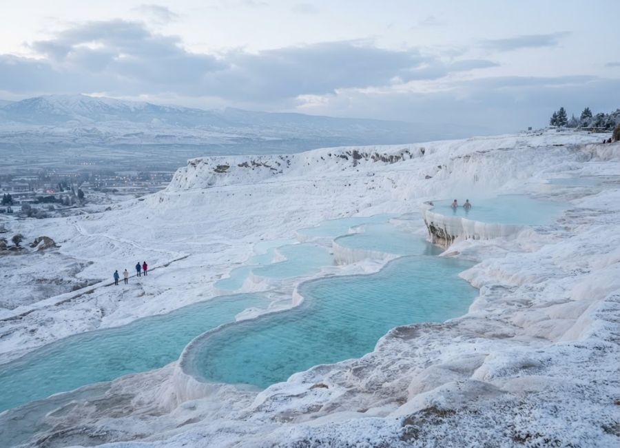 Pamukkale thermal pools in winter