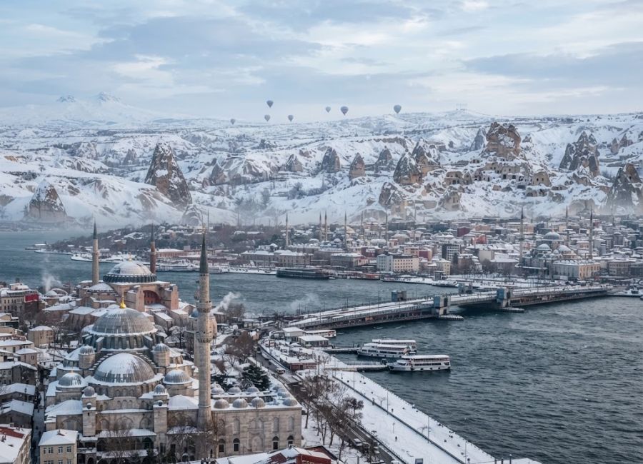 Winter weather in Istanbul and Cappadocia Turkey
