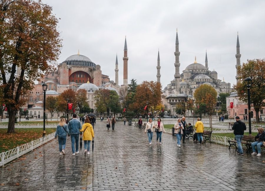 Istanbul in November with Hagia Sophia and autumn atmosphere