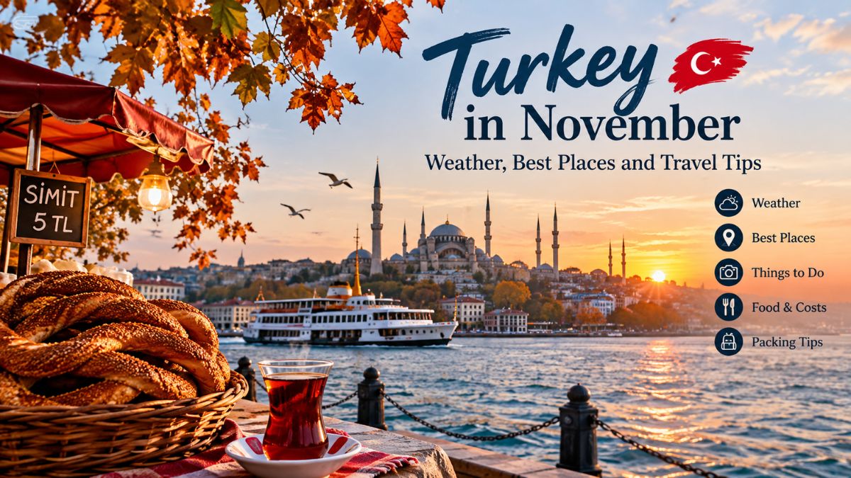 Istanbul in November with Bosphorus ferry and autumn weather