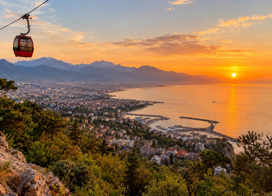 Sunset view over Antalya and the sea from Tunektepe hill