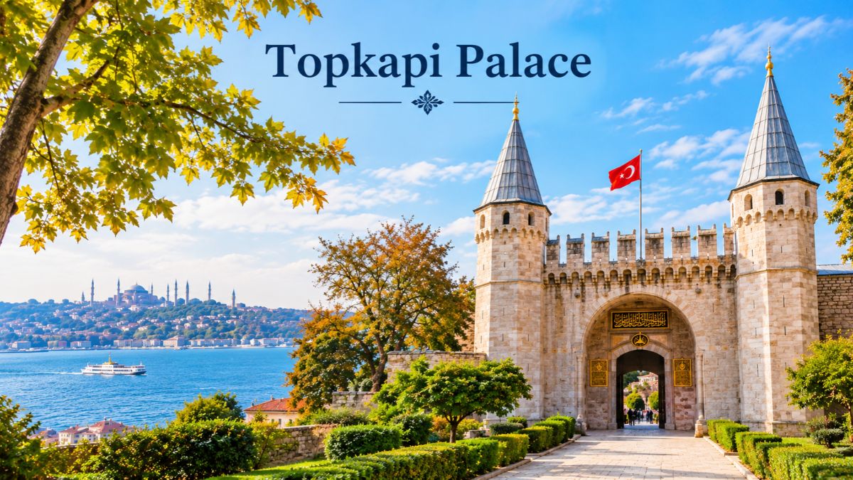 Topkapi Palace entrance and Bosphorus views in Istanbul